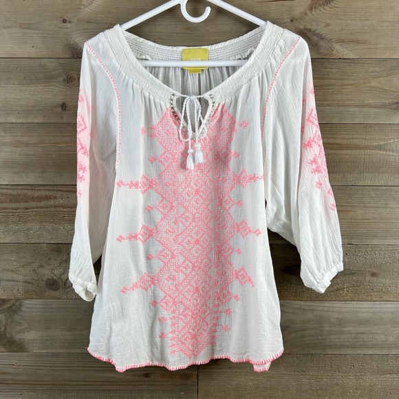 Maeve Tops - Maeve Anthropologie Womens Shirt Cotton Gauze Blouse Embroidered Beaded Size 4